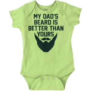 Brisco Brands My Dads Beard is Better Than Yours Baby Romper Boys or Girls(Key Lime)