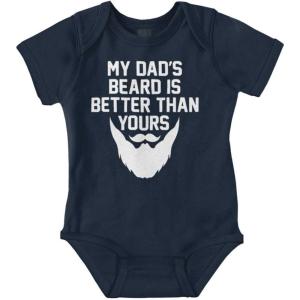 Brisco Brands My Dads Beard is Better Than Yours Baby Romper Boys or Girls(Navy)
