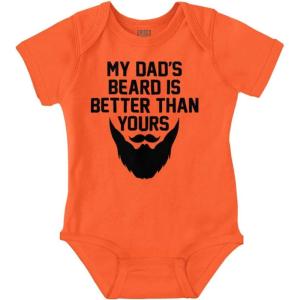 Brisco Brands My Dads Beard is Better Than Yours Baby Romper Boys or Girls(Orange)