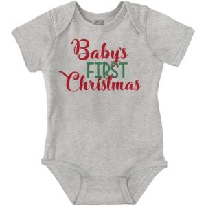 Brisco Brands My First Christmas Son Daughter Baby Romper Boys or Girls(Heather)