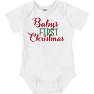 Brisco Brands My First Christmas Son Daughter Baby Romper Boys or Girls(White)