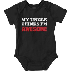 Brisco Brands My Uncle Thinks Im Awesome Baby Romper Boys or Girls(Black)