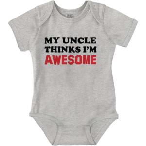 Brisco Brands My Uncle Thinks Im Awesome Baby Romper Boys or Girls(Heather)