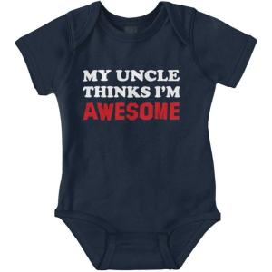 Brisco Brands My Uncle Thinks Im Awesome Baby Romper Boys or Girls(Navy)