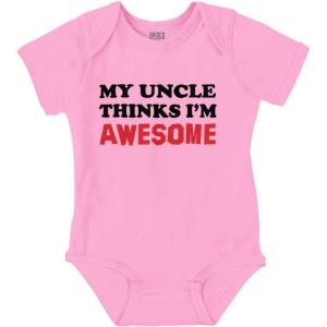 Brisco Brands My Uncle Thinks Im Awesome Baby Romper Boys or Girls(Pink)