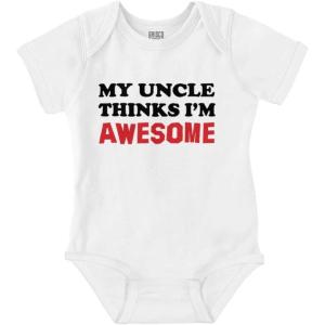 Brisco Brands My Uncle Thinks Im Awesome Baby Romper Boys or Girls(White)