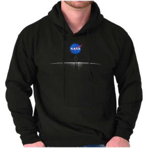 Brisco Brands NASA Meatball Logo Outer Space Planet Hoodie Sweatshirt Women Men(Black)