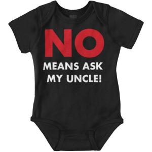 Brisco Brands No Means Ask My Uncle Baby Romper Boys or Girls(Black)