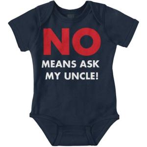 Brisco Brands No Means Ask My Uncle Baby Romper Boys or Girls(Navy)