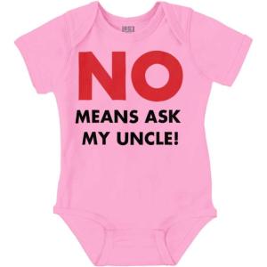 Brisco Brands No Means Ask My Uncle Baby Romper Boys or Girls(Pink)