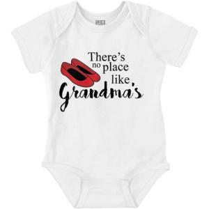 Brisco Brands No Place Like Grandmas Cute Slippers Baby Bodysuit Jumper Girls(White)