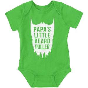 Brisco Brands Papa’s Little Beard Puller Humor Baby Romper Boys or Girls(Apple)