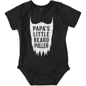 Brisco Brands Papa’s Little Beard Puller Humor Baby Romper Boys or Girls(Black)