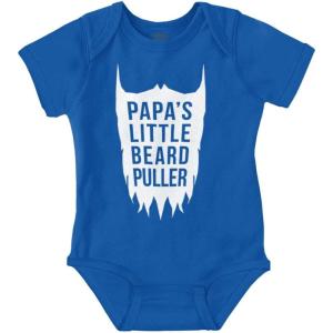 Brisco Brands Papa’s Little Beard Puller Humor Baby Romper Boys or Girls(Royal)