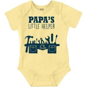 Brisco Brands Papa’s Little Helper Handyman Dad Baby Romper Boys or Girls(Banana)