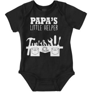 Brisco Brands Papa’s Little Helper Handyman Dad Baby Romper Boys or Girls(Black)