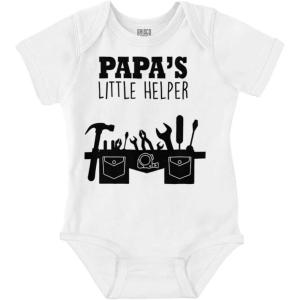 Brisco Brands Papa’s Little Helper Handyman Dad Baby Romper Boys or Girls(White)