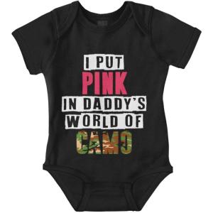 Brisco Brands Pink in Daddy’s World of Camo Hunter Baby Bodysuit Jumper Girls(Black)