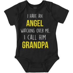Brisco Brands Sweet Grandfather Angel Love Memories Baby Romper Boys or Girls(Black)
