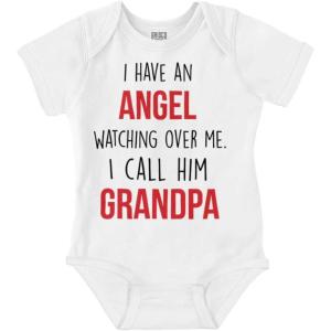 Brisco Brands Sweet Grandfather Angel Love Memories Baby Romper Boys or Girls(White)