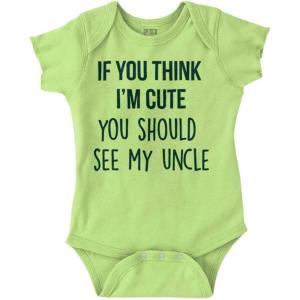 Brisco Brands Think Im Cute See My Uncle Baby Romper Boys or Girls(Key Lime)