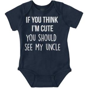 Brisco Brands Think Im Cute See My Uncle Baby Romper Boys or Girls(Navy)