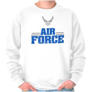 Brisco Brands US Air Force Official USAF Wings Logo Sweatshirt for Men or Women(White)