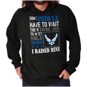 Brisco Brands US Air Force Proud Parent Mom Dad Hoodie Sweatshirt Women Men(Black)