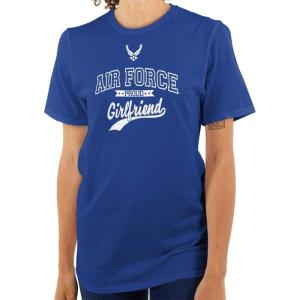 Brisco Brands US Air Force Proud USAF Girlfriend Womens Graphic T Shirt Tees(Royal)
