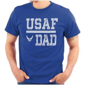 Brisco Brands US Air Force USAF Dad Military Father Mens Graphic T Shirt Tees(Royal)