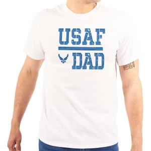Brisco Brands US Air Force USAF Dad Military Father Mens Graphic T Shirt Tees(White)