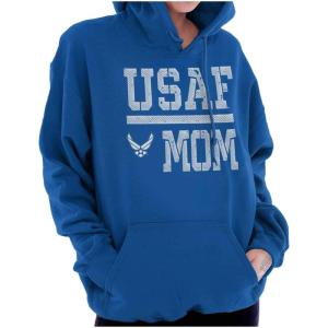 Brisco Brands US Air Force USAF Mother Military Mom Hoodie Sweatshirt Women Men(Royal)