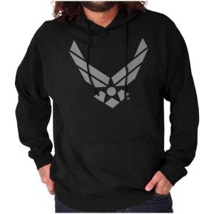 Brisco Brands US Air Force USAF Official Symbol Hoodie Sweatshirt Women Men(Black)