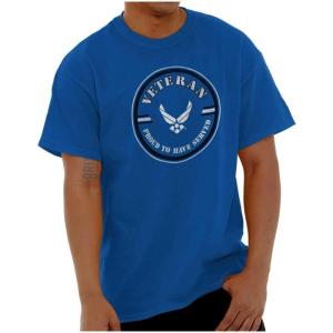 Brisco Brands US Air Force USAF Proud Veteran Graphic T Shirt Men or Women(Royal)
