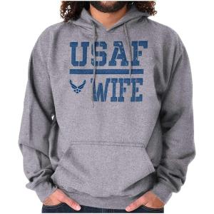 Brisco Brands US Air Force USAF Wife Spouse Hoodie Sweatshirt Women(Sport Grey)