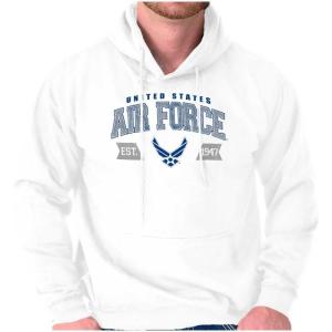 Brisco Brands US Air Force Wing Emblem Established Hoodie Sweatshirt Women Men(White)