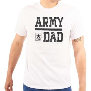 Brisco Brands US Army Dad Military Father Star Logo Mens Graphic T Shirt Tees(White)