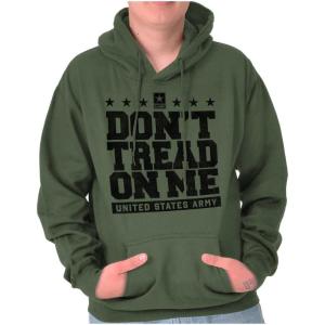 Brisco Brands US Army Gadsden Flag Slogan Saying Hoodie Sweatshirt Women Men(Military Green)