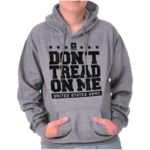Brisco Brands US Army Gadsden Flag Slogan Saying Hoodie Sweatshirt Women Men(Sport Grey)