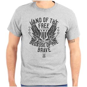 Brisco Brands US Army Land of The Free Graphic T Shirt Men or Women(Sport Grey)