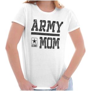 Brisco Brands US Army Mom Military Star Logo Womens Slim Fit Graphic Tee(White)