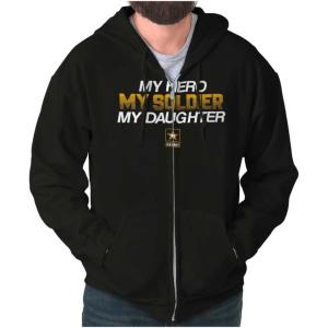 Brisco Brands US Army My Daughter Soldier Hero Zip Up Hoodie Mens Womens