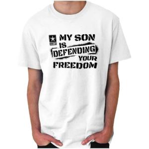Brisco Brands US Army My Son Defending Freedom Graphic T Shirt Men or Women(White)