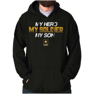 Brisco Brands US Army My Son Soldier Hero Hoodie Sweatshirt Women Men(Black)