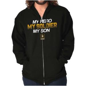 Brisco Brands US Army My Son Soldier Hero Zip Up Hoodie Mens Womens