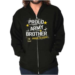Brisco Brands US Army Proud Military Brother Zip Hoodie Sweatshirt Men