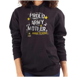 Brisco Brands US Army Proud Military Mother Mom Hoodie Sweatshirt Women(Black)