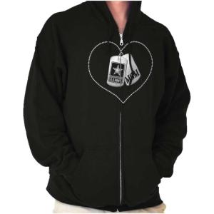 Brisco Brands United States Army Mom Dog Tag Heart Zip Hoodie Sweatshirt Women