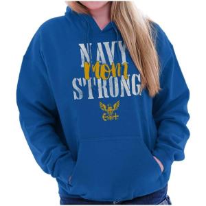 Brisco Brands United States Navy Proud Mom Strong Hoodie Sweatshirt Women(Royal)