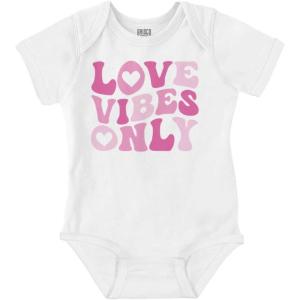 Brisco Brands Valentine’s Day Love Vibes Only Baby Bodysuit Jumper Girls(White)